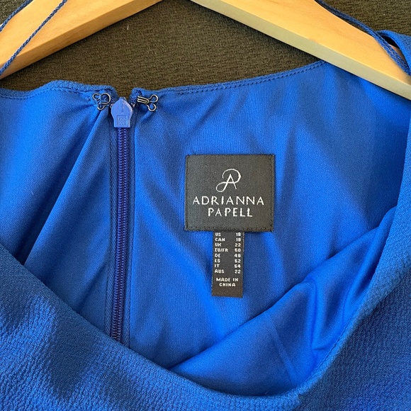 New Adrianna Papell Rio Draped Sheath Dress in Blue Sapphire Size 18 - Picture 5 of 15
